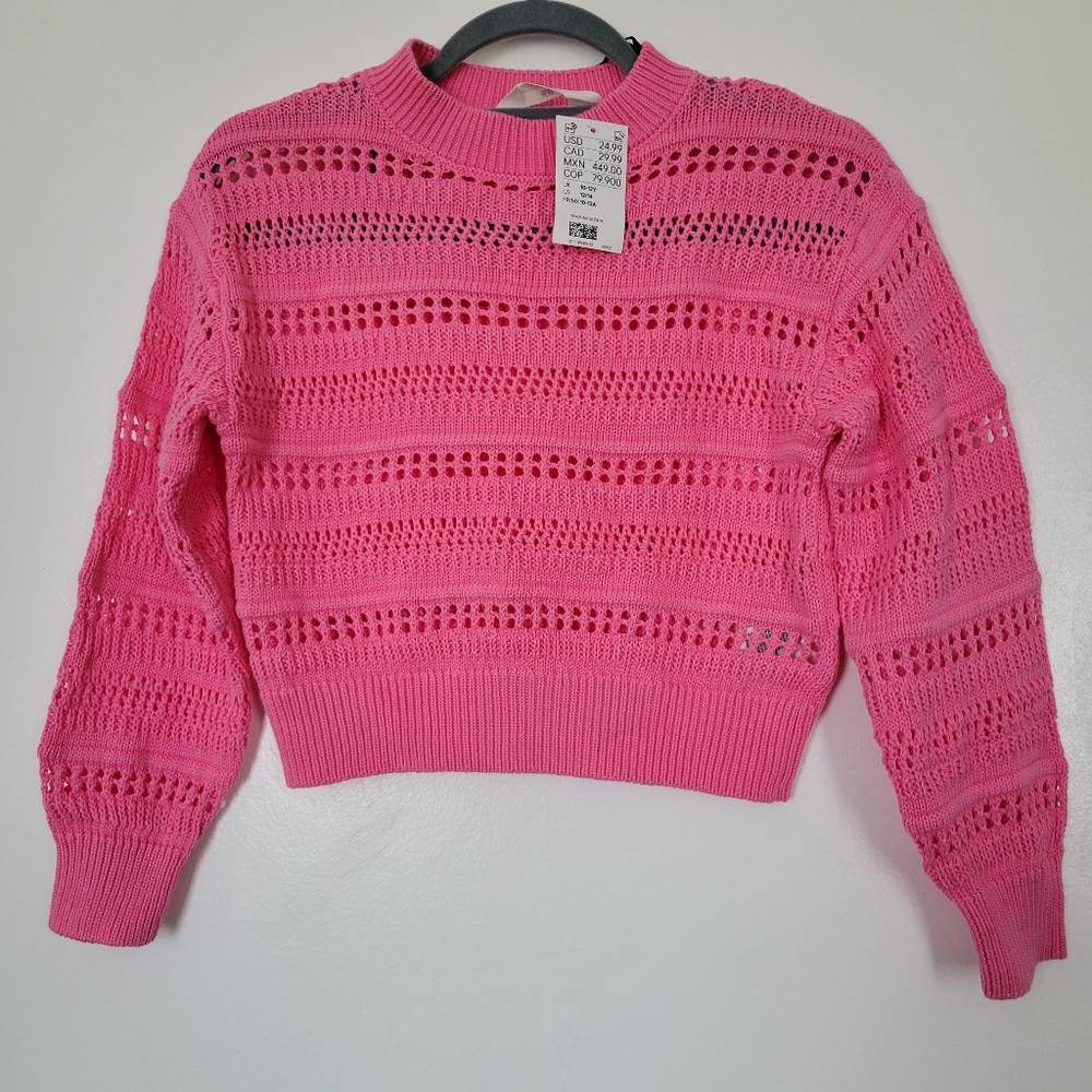 NWR H&M cropped kids knit sweater in pink Girl size 12/14